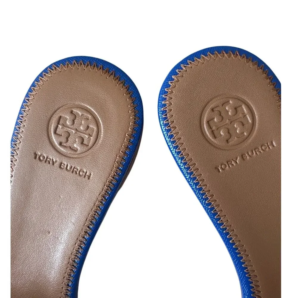 Tory Burch‎ Pineapple Accent Slide Sandals Blue Size 7
